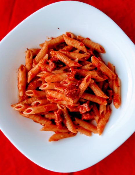 Penne with cherry tomatoes